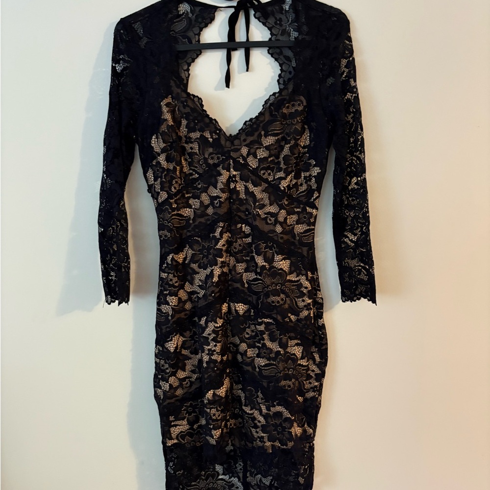 bebe Black and Cream Lace Dress